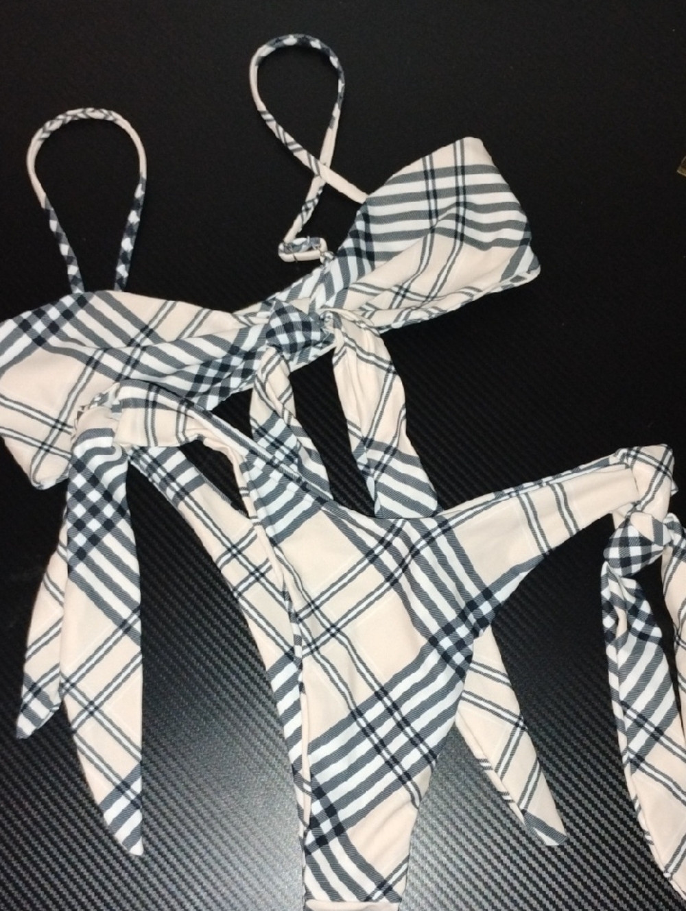 Women's Plaid Tie-Side Bikini Set